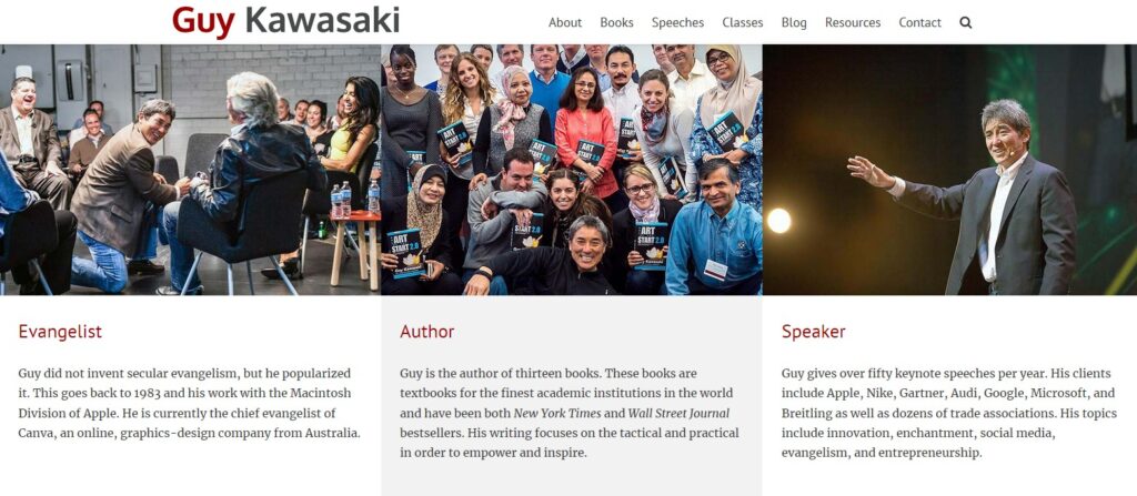 Guy Kawasaki top evangelist. Digital marketing influencers