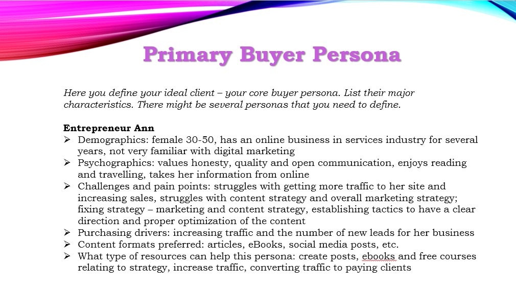 Buyer persona example