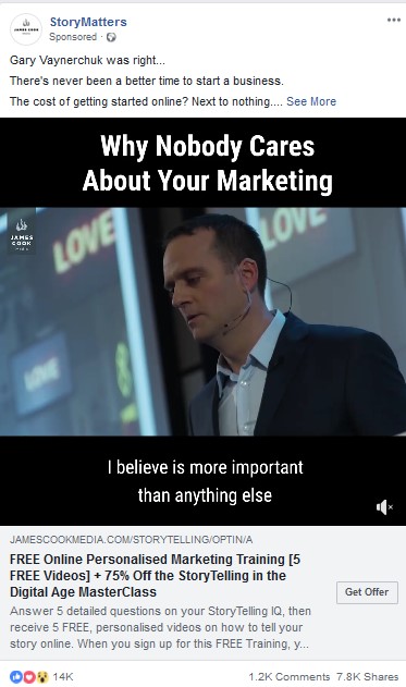 Facebook video ads example.