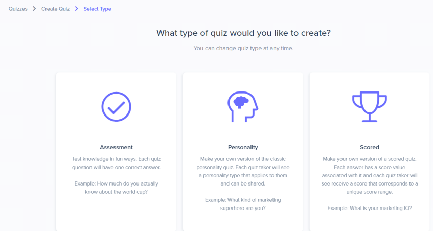 Interact quizzes types. How to create an online quiz
