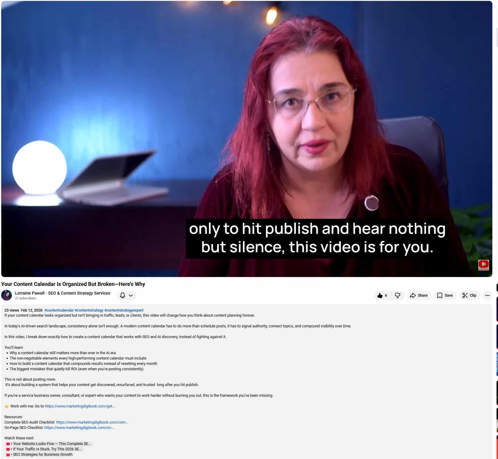 Video description -Video content strategy